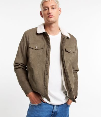 Campera Trucker en Terciopelo Cotelê con Sherpa en el Cuello