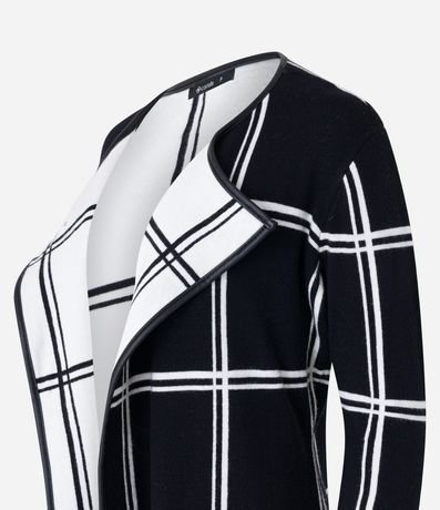 Cardigan en Punto con Abertura sin Cierre y Estampado de Cuadros Grid 7