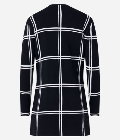 Cardigan en Punto con Abertura sin Cierre y Estampado de Cuadros Grid 8