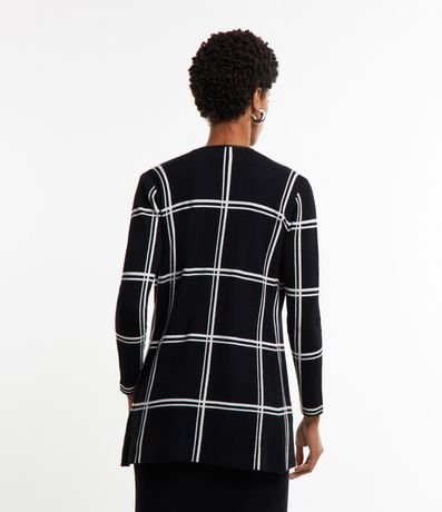 Cardigan en Punto con Abertura sin Cierre y Estampado de Cuadros Grid 4