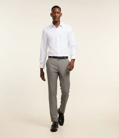 Camisa Regular en Microfibra con Cuello Inglés y Manga Larga