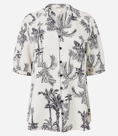 Camisa Manga Corta en Viscolino con Cocoteros Estampados 5