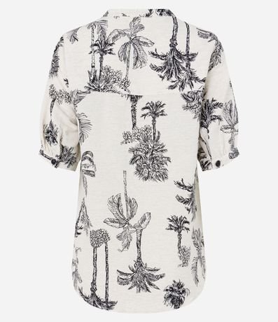 Camisa Manga Corta en Viscolino con Cocoteros Estampados 6