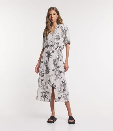 Camisa Manga Corta en Viscolino con Cocoteros Estampados 2