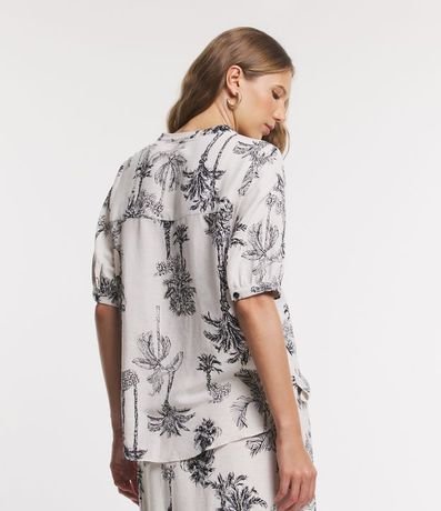 Camisa Manga Corta en Viscolino con Cocoteros Estampados 3