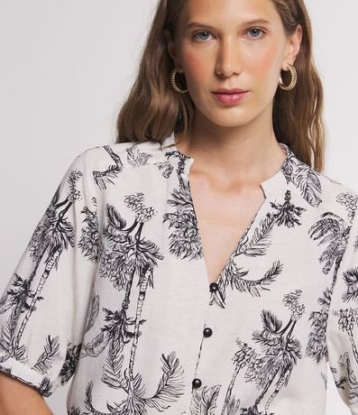 Camisa Manga Corta en Viscolino con Cocoteros Estampados 4