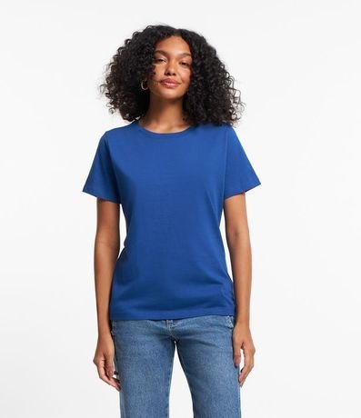 Blusa Alargada Básica en Algodón con Cuello Redondo y Manga Corta 1