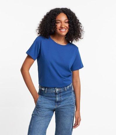 Blusa Alargada Básica en Algodón con Cuello Redondo y Manga Corta 4