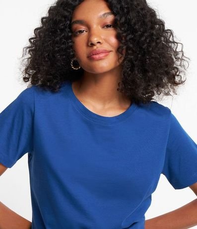 Blusa Alargada Básica en Algodón con Cuello Redondo y Manga Corta 5