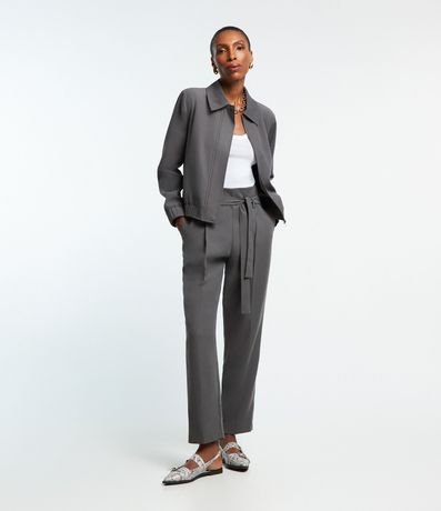 Pantalón Carrot Sastrería en Terciopelo con Lazo Delantero 1