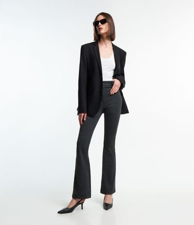 Pantalón Flare en Punto Roma con Estampa de Cuadros 1