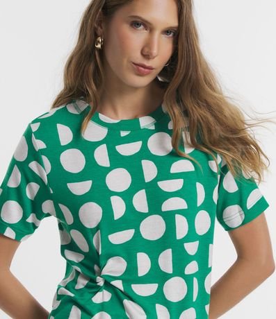 Blusa en Viscosa con Nudo Lateral y Estampa Geométrica 3