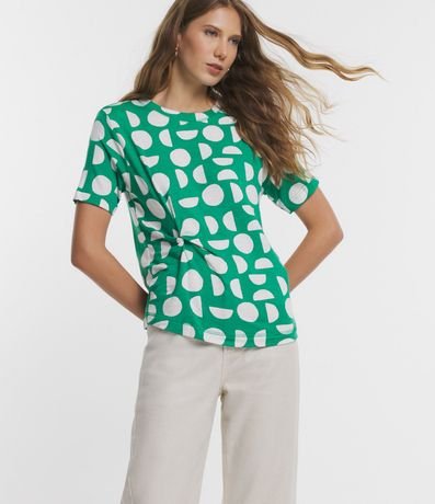 Blusa en Viscosa con Nudo Lateral y Estampa Geométrica 4