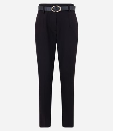 Pantalón Carrot Sastrería con Cinturón Hebilla en Material Sintético 6