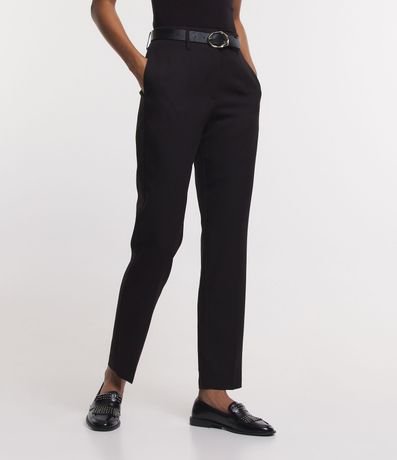Pantalón Carrot Sastrería con Cinturón Hebilla en Material Sintético 3