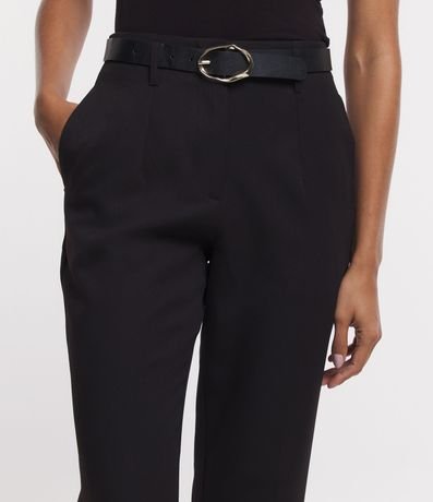 Pantalón Carrot Sastrería con Cinturón Hebilla en Material Sintético 5