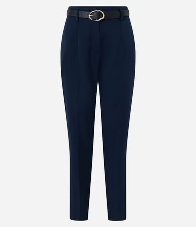 Pantalón Carrot Sastrería con Cinturón Hebilla en Material Sintético 5