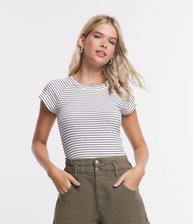 Blusa Básica en Rib Rayada con Sisa raglán 1