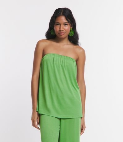 Blusa Sin Breteles Texturizada y Plisada