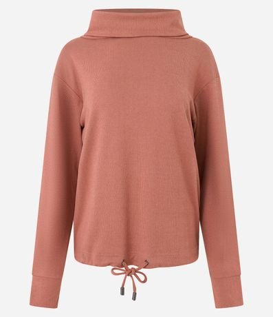 Blusa Acanalada con Tacto Peluche Cuello Alto y Lazo en el Bajo 7