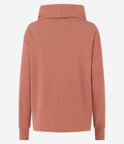 Blusa Acanalada con Tacto Peluche Cuello Alto y Lazo en el Bajo 8
