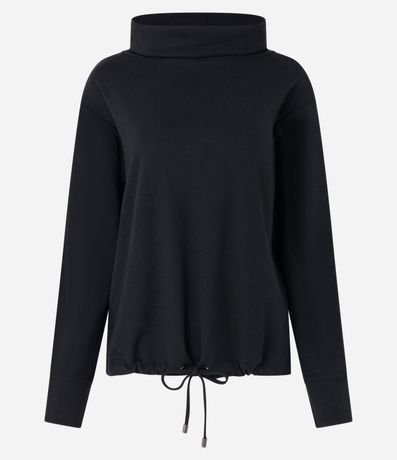 Blusa Acanalada con Tacto Peluche Cuello Alto y Lazo en el Bajo 6