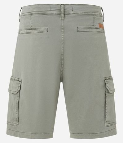 Bermuda Cargo en Sarga Lavada con Elastano y Detalles de Cordón 9