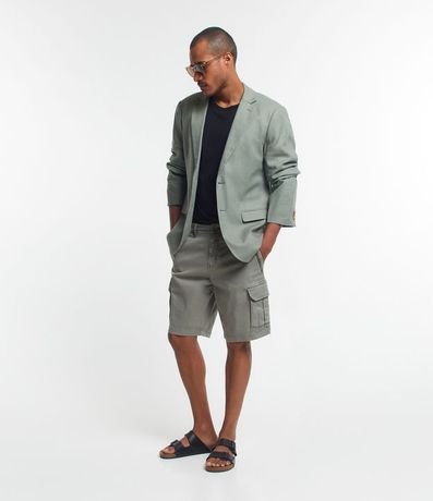 Bermuda Cargo en Sarga Lavada con Elastano y Detalles de Cordón 4