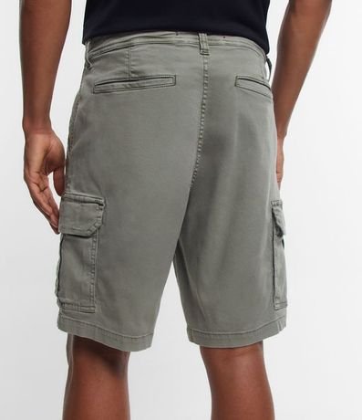 Bermuda Cargo en Sarga Lavada con Elastano y Detalles de Cordón 7