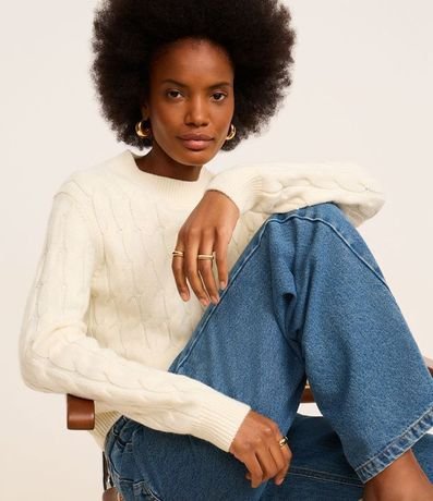 Suéter de Punto Pesado con Textura Trenzada 7