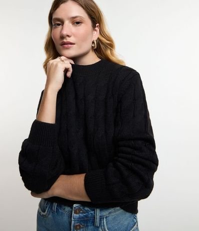 Suéter de Punto Pesado con Textura Trenzada