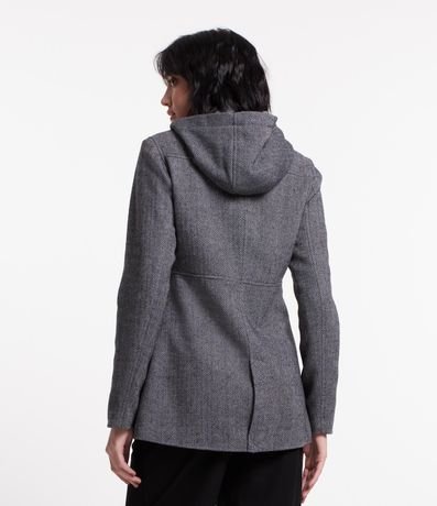 Saco Largo en Polivelour con Capucha y Textura Espina de Pez 3