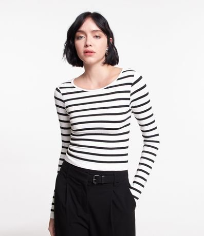 Blusa en Poliamida Rayada y Ligera Textura 1