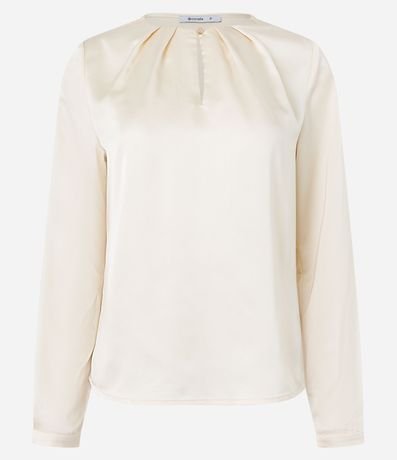 Blusa en Tejido Satinado con Detalles de Pliegues en el Cuello 6