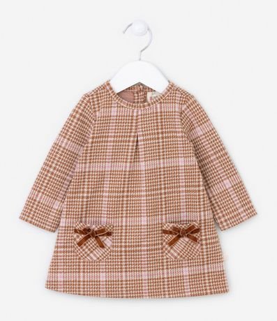 Vestido Infantil con Estampa Pied Poule y Media - Talle 0 a 18 meses 2