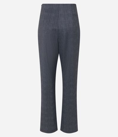 Pantalón Recto en Viscosa con Estampado de Cuadros y Cinturón Incorporado con Hebillas 7