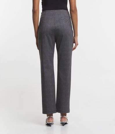 Pantalón Recto en Viscosa con Estampado de Cuadros y Cinturón Incorporado con Hebillas 5