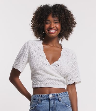 Blusa de Punto con Escote Traspasado y Textura 1