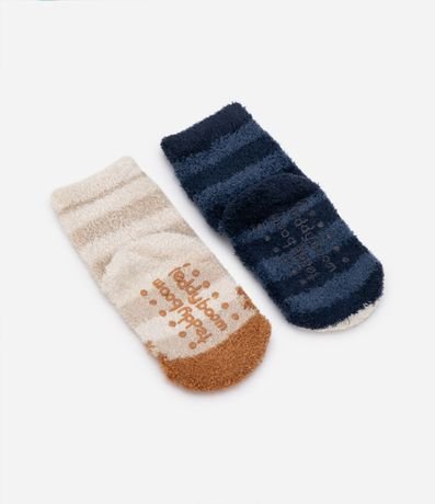 Kit 02 Medias Infantiles en Chenilla con Animalitos - Talle 0 a 12 meses 2