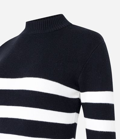 Vestido de Punto con Cuello Alto y Estampa Rayada 7