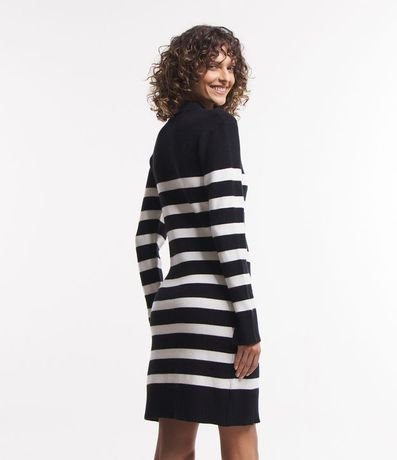 Vestido de Punto con Cuello Alto y Estampa Rayada 4