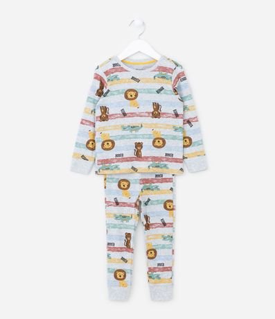 Pijama Largo Infantil en Rib con Estampado de Animalitos - Talle 2 al 4 años