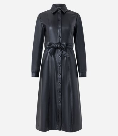 Vestido Chemise en PU con Faixa para Lazo 7