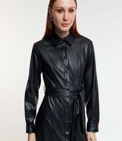 Vestido Chemise en PU con Faixa para Lazo 2