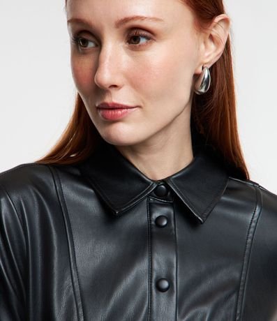 Vestido Chemise en PU con Faixa para Lazo 3
