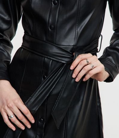 Vestido Chemise en PU con Faixa para Lazo 6