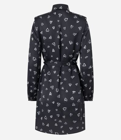 Vestido Chemise en Crepé con Hombreras y Estampa Corazones 7