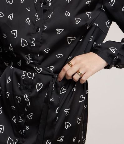 Vestido Chemise en Crepé con Hombreras y Estampa Corazones 5