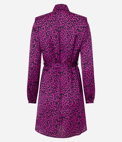 Vestido Chemise Corto en Crepé con Estampa Mini Cerezas 6