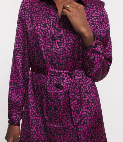 Vestido Chemise Corto en Crepé con Estampa Mini Cerezas 3